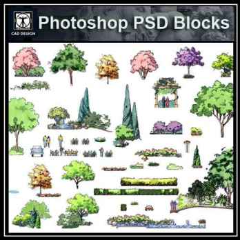 Hand-painted PSD Tree Blocks 3