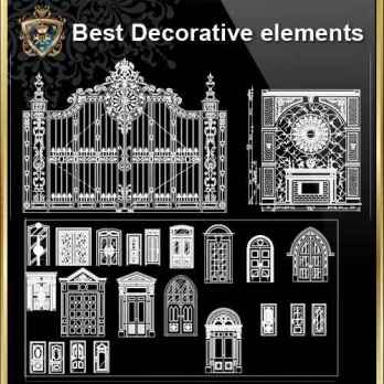 Over 500+ Neoclassical Interiors Decor, Decorative elements-Frame,Pattern,Border,Door,Windows,Cabinet,Lattice,Ceiling,Paving