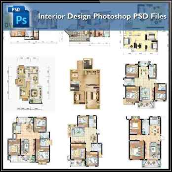 15 Types of Interior Design Layouts Photoshop PSD Template V.1