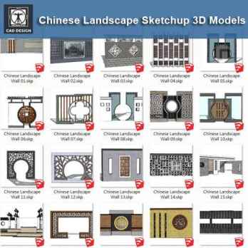Chinese Landscape Wall Design-Sketchup Models(Best Recommanded!!)