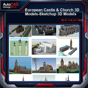 European Castle & Church 3D Models-Sketchup 3D Models(Best Recommanded!!)