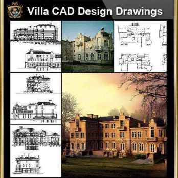 ★【Villa CAD Design,Details Project V.8-French Fontainebleau Style】Chateau,Manor,Mansion,Villa@Autocad Blocks,Drawings,CAD Details,Elevation