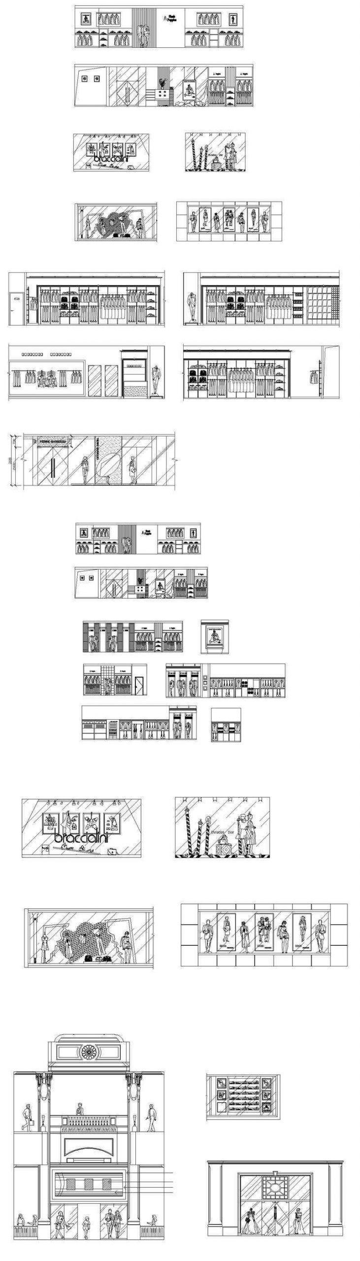 ★【Shopping Centers,Store CAD Design Elevation,Details Elevation Bundle】@Shopping centers, department stores, boutiques, clothing stores, women's wear, men's wear, store design-Autocad Blocks,Drawings,CAD Details,Elevation - Image 2