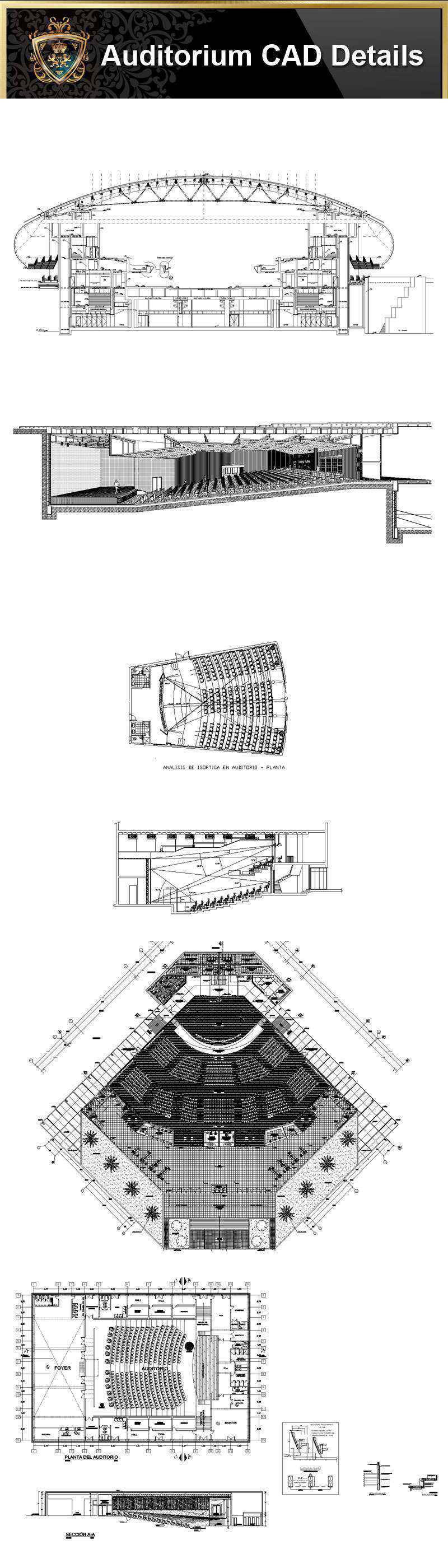 Auditorium Design,Autocad Blocks,AuditoriumDetails,Auditorium Section,Auditorium elevation design drawings