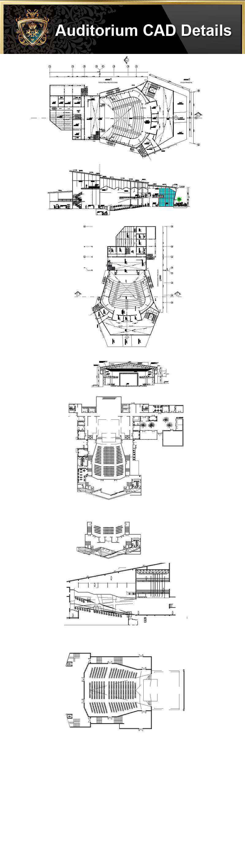 Auditorium Design,Autocad Blocks,AuditoriumDetails,Auditorium Section,Auditorium elevation design drawings