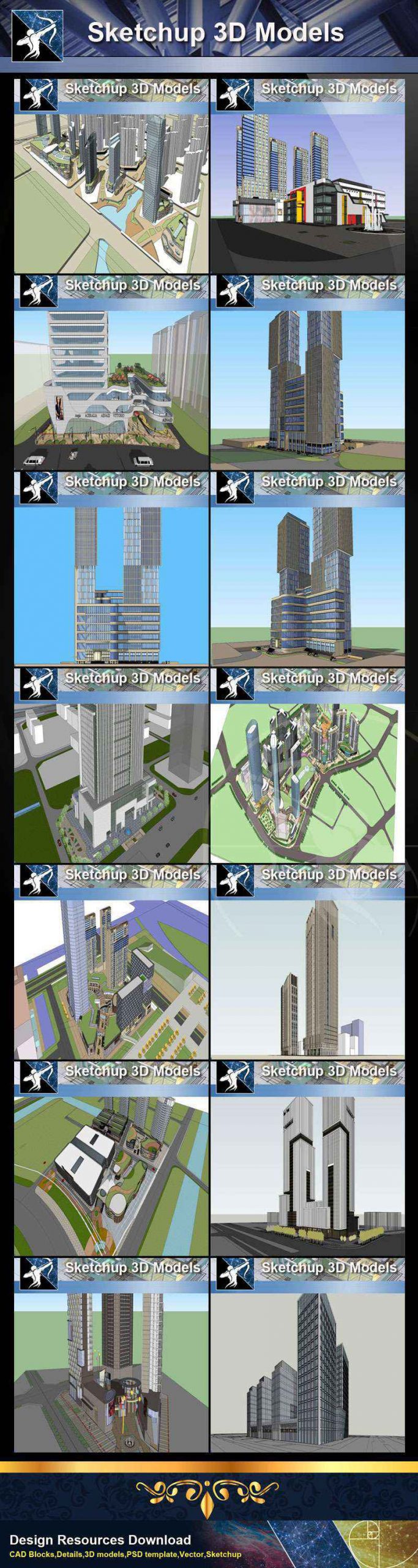 ★Best 37 Types of Commercial,Shopping Mall Sketchup 3D Models Collection