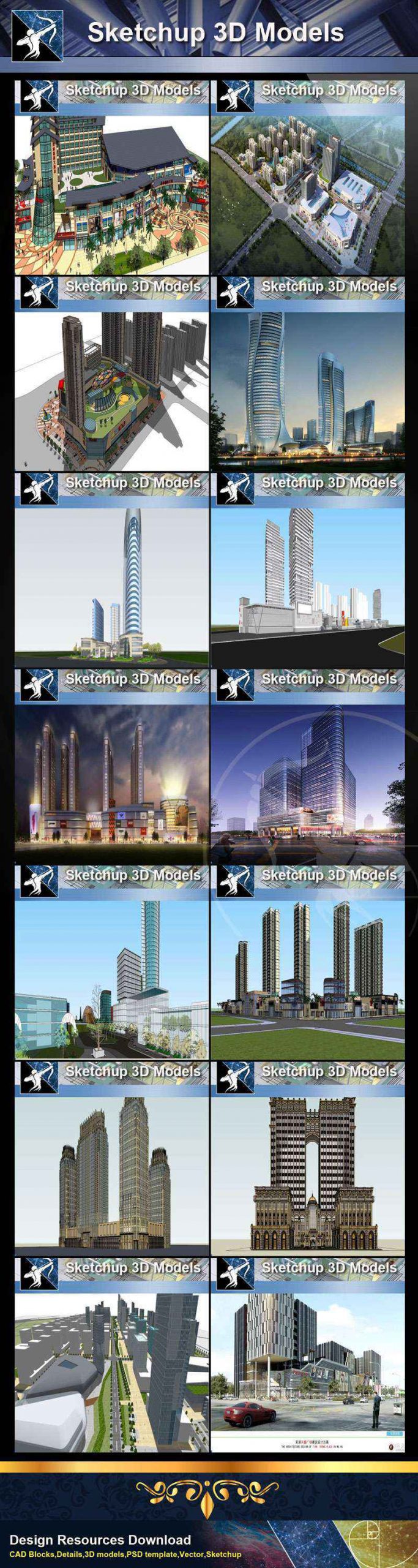★Best 25 Types of Mix Commercial,Residential Building Sketchup 3D Models Collection - Image 4