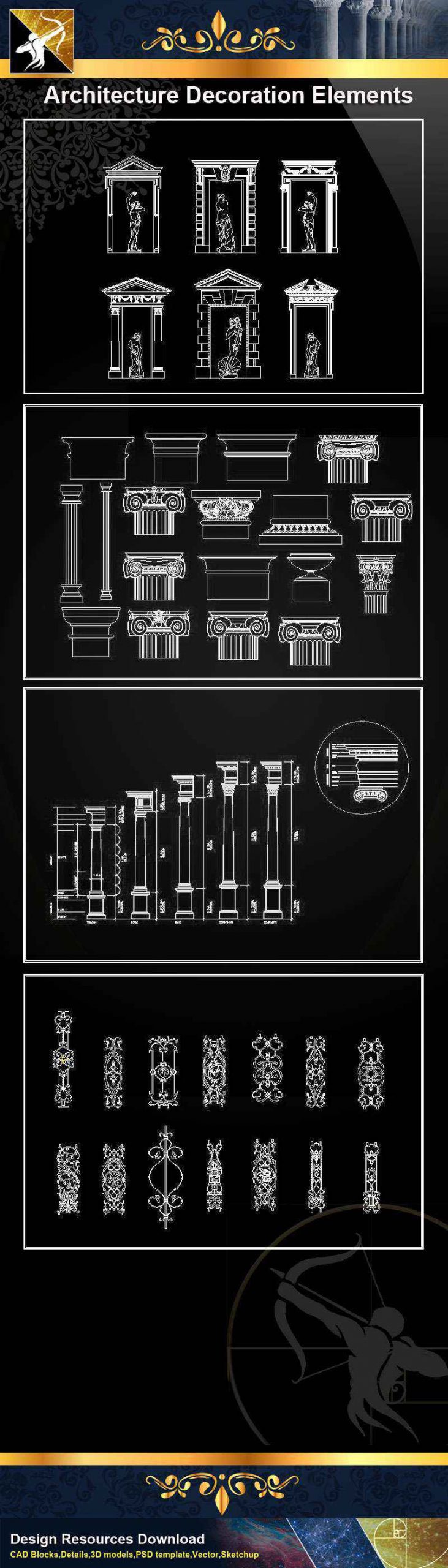 ★【 Architecture Decoration Elements V.2】@Autocad Decoration Blocks,Drawings,CAD Details,Elevation - Image 2