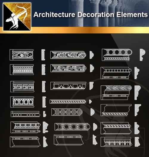 ★【 Free Architecture Decoration Elements V.8】@Autocad Decoration Blocks,Drawings,CAD Details,Elevation 
