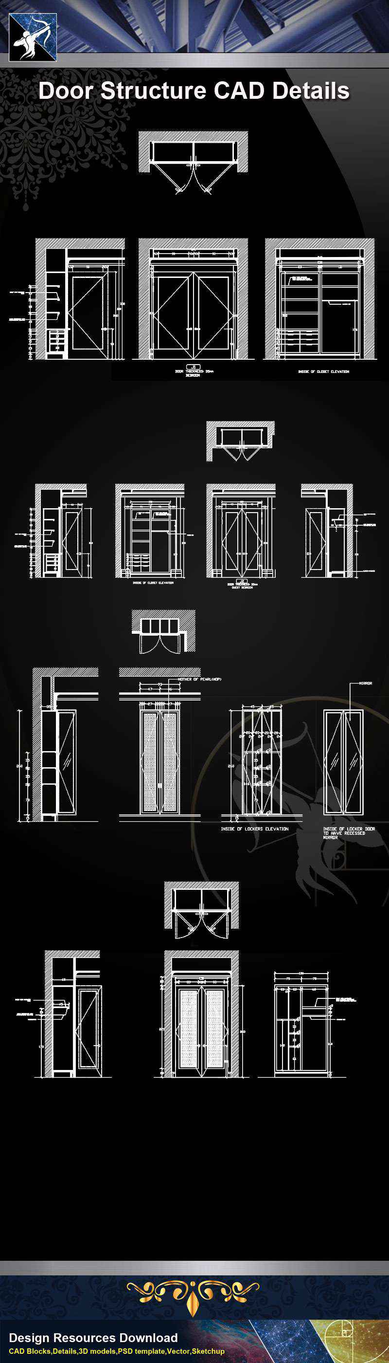 【Architecture CAD Details Collections】Door Structure CAD Details