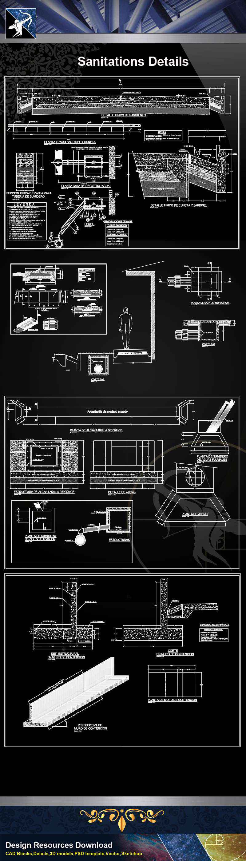 【Architecture CAD Details Collections】Sanitations CAD Details