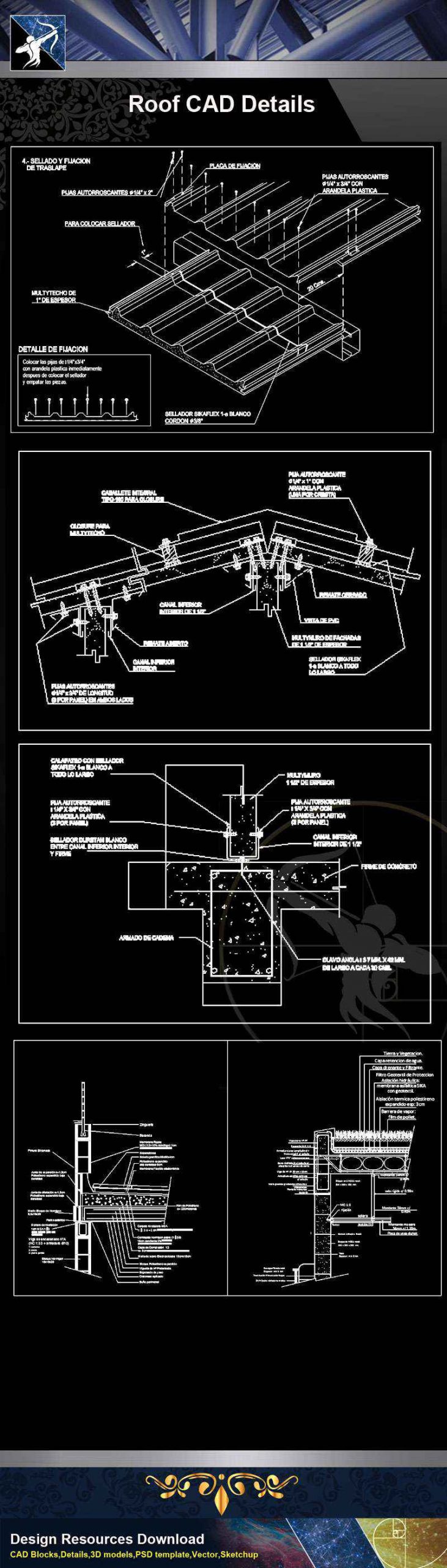 【Architecture CAD Details Collections】Roof CAD Details V.2