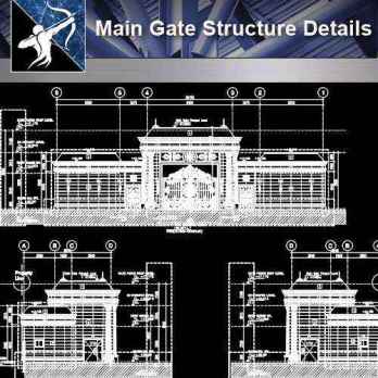 【Architecture CAD Details Collections】Main Gate Structure CAD Details