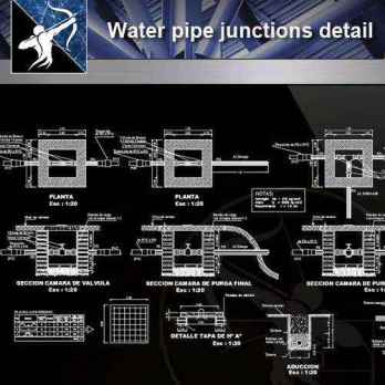 【Architecture CAD Details Collections】Water pipe junctions detail,Sanitations CAD Details