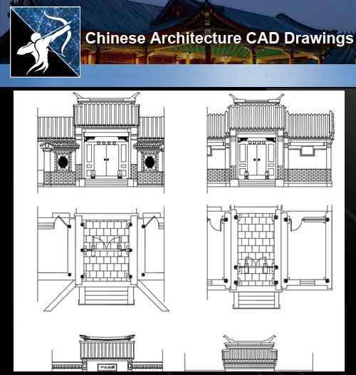 Chinese Architecture Cad Drawings Chinese Gate Door Design Drawings Cad Details Elevation Autocad Design Pro Autocad Blocks Drawings Download