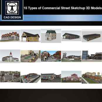 ★【Sketchup 3D Models】15 Types of Commercial Street Design Sketchup 3D Models V.2