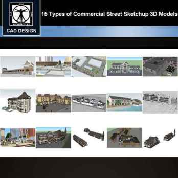★【Sketchup 3D Models】15 Types of Commercial Street Design Sketchup 3D Models V.3