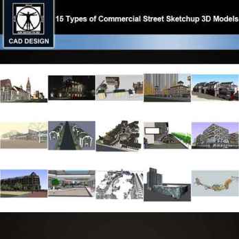 ★【Sketchup 3D Models】15 Types of Commercial Street Design Sketchup 3D Models V.5