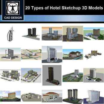 ★【Sketchup 3D Models】20 Types of Hotel Sketchup 3D Models V.1