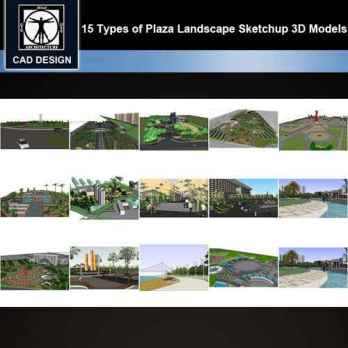 ★【Sketchup 3D Models】15 Types of Plaza Landscape Sketchup 3D Models V.2