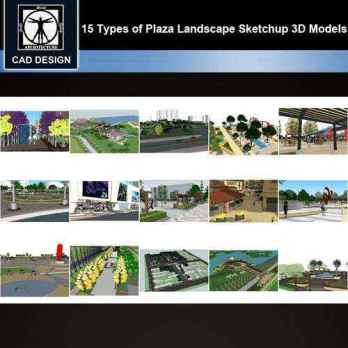 ★【Sketchup 3D Models】15 Types of Plaza Landscape Sketchup 3D Models V.3