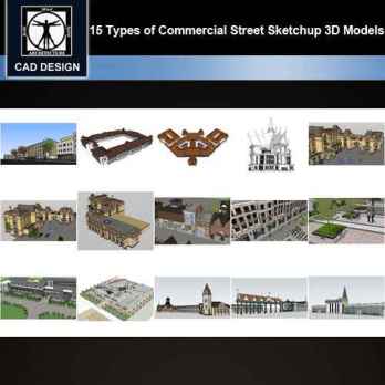 ★【Sketchup 3D Models】15 Types of Commercial Street Design Sketchup 3D Models V.1