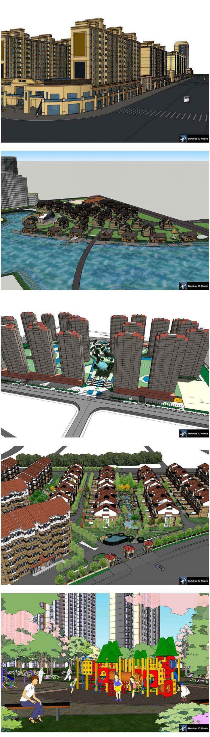★【Sketchup 3D Models】20 Types of Residential Building Landscape Sketchup 3D Models V.6 - Image 2