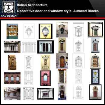 ★【Italian Architecture Style Design】Italian architecture · Decorative door and window style CAD Drawings