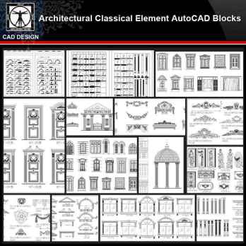 ★【Architectural Classical Element Autocad Blocks V.1】All kinds of architecture decorations CAD blocks Bundle