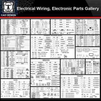 ★【Electrical Wiring,Electronic Parts Gallery】All kinds of Electronic Parts CAD Blocks Bundle