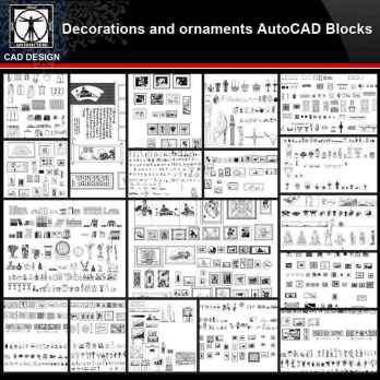★【Decorations and ornaments Autocad Blocks Collections】All kinds of Decorations CAD Blocks