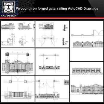 ★【Wrought iron,forged gate,railing Autocad Drawings】All kinds of Wrought iron CAD Drawings