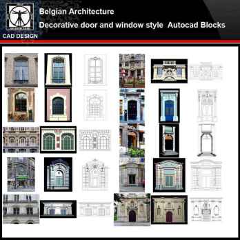 ★【Belgian Architecture Style Design】Belgian architecture · Decorative door and window style CAD Drawings