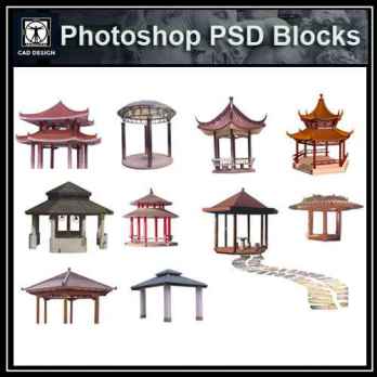 ★【 PSD Landscape Blocks-All Gazebo , cloister , pavilion PSD Blocks Download V1】