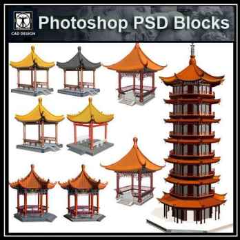 ★【 PSD Landscape Blocks-All Gazebo , cloister , pavilion PSD Blocks Download V2】