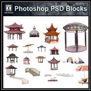 ★【 PSD Landscape Blocks-All Gazebo , cloister , pavilion PSD Blocks Download V3】