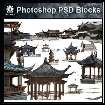 ★【 PSD Landscape Blocks-All Gazebo , cloister , pavilion PSD Blocks Download V4】