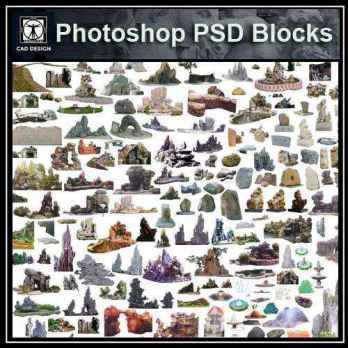 ★【 PSD Landscape Blocks-All Stone landscaping PSD Blocks Download V4】