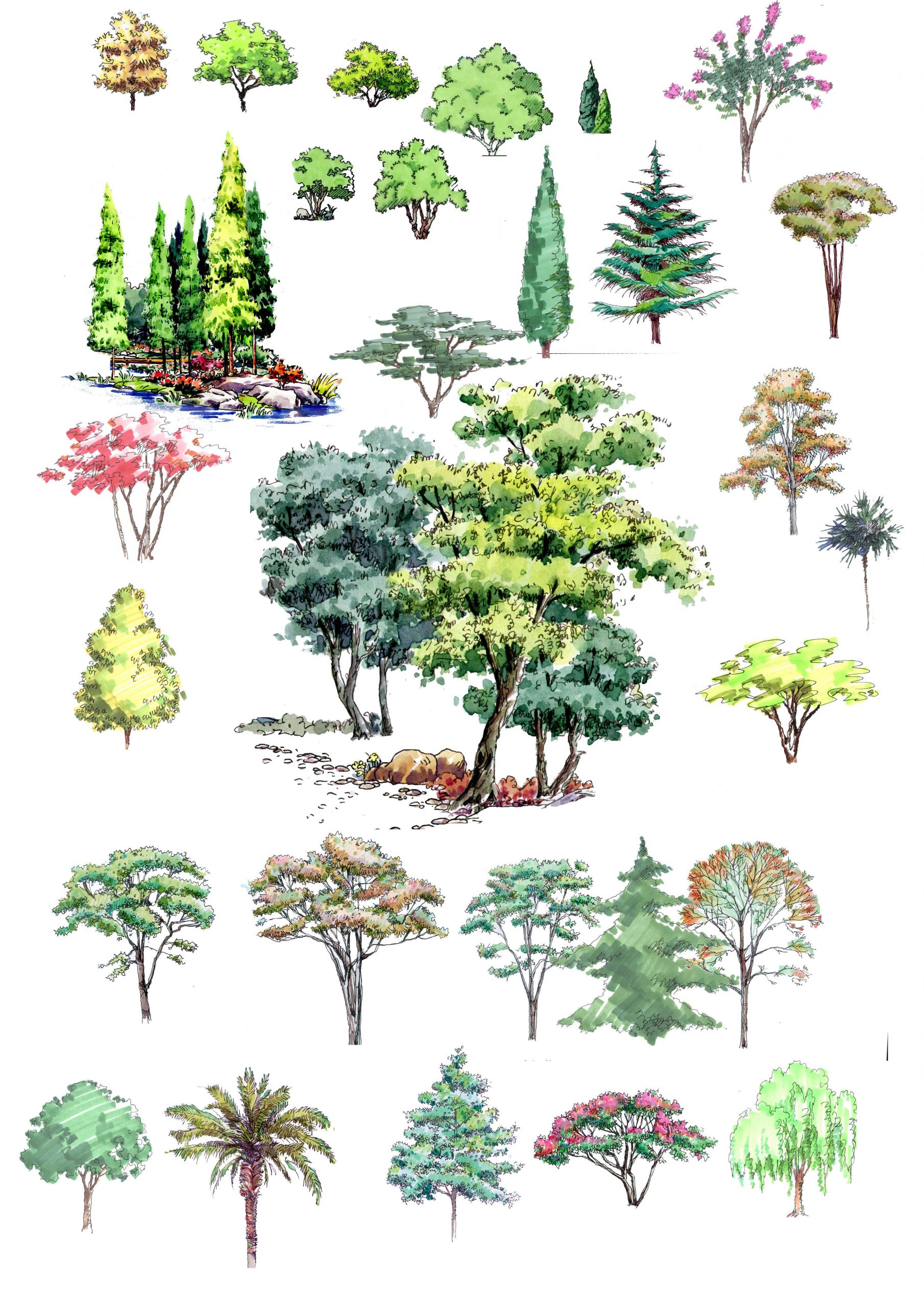 ★【 Hand painted Tree PSD Landscape Blocks 】Tree PSD Landscape Blocks V1 - Image 3