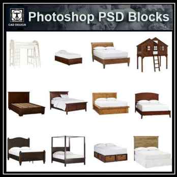 ★【 PSD Interior Design Blocks-All Bed PSD Blocks Download V1】