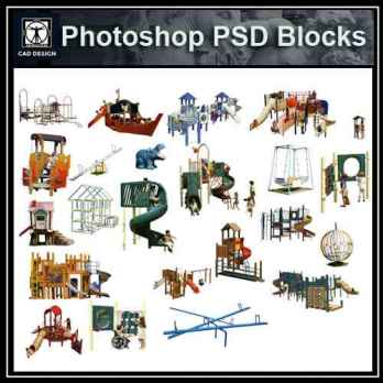 ★【 PSD Landscape Blocks-All Children's play equipment PSD Blocks Download V3】Children's play equipment