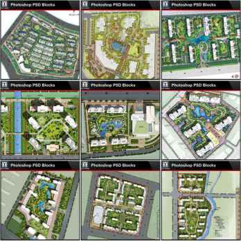 ★Best 10 Types of Residential Landscape PSD color plans Bundle (Total 1.24GB PSD Files -Best Recommanded!!💎💎)