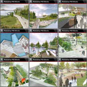 ★Best 14 Types of Landscape PSD color renderings Bundle (Total 0.94GB PSD Files -Best Recommanded!!💎💎)