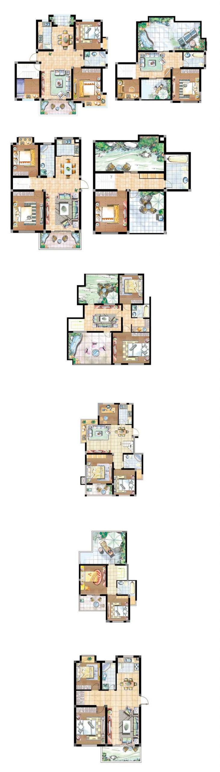 ★Best 56 Types of Residential Interior Design PSD color plans Bundle (Total 0.9GB PSD Files -Recommanded!!💎💎) - Image 6