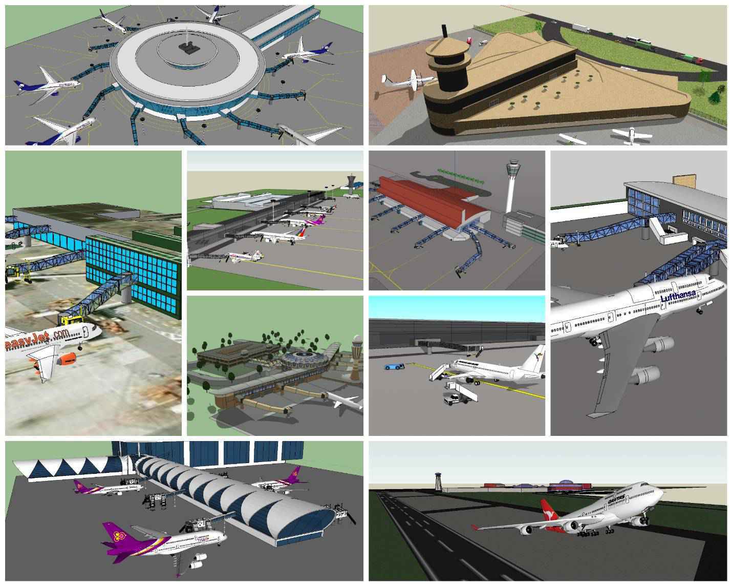 đăSketchup Architecture 3D Projectsă10 Types of Airport Design Sketchup 3D Models V2