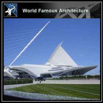 💎【Famous Architecture Projects】Milwaukee art museum CAD 3D Drawing, by santiago calatrava
