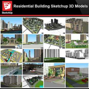 💎【Sketchup Architecture 3D Projects】20 Types of Residential Building Design Sketchup 3D Models V1