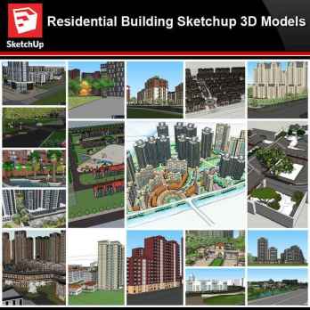 💎【Sketchup Architecture 3D Projects】20 Types of Residential Building Design Sketchup 3D Models V4