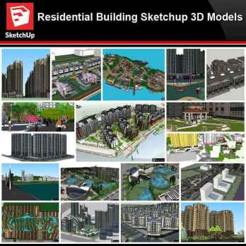 💎【Sketchup Architecture 3D Projects】20 Types of Residential Building Design Sketchup 3D Models V8