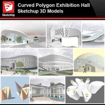 💎【Sketchup Architecture 3D Projects】Curve Polygon Gallery ,Art Museum Sketchup 3D Models